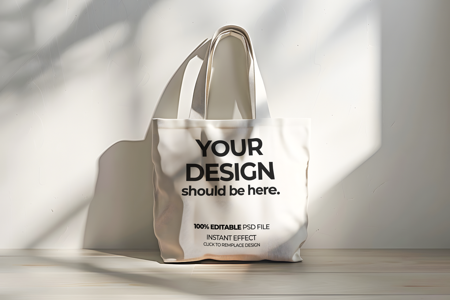 tote bag mockup on a wooden floor psd