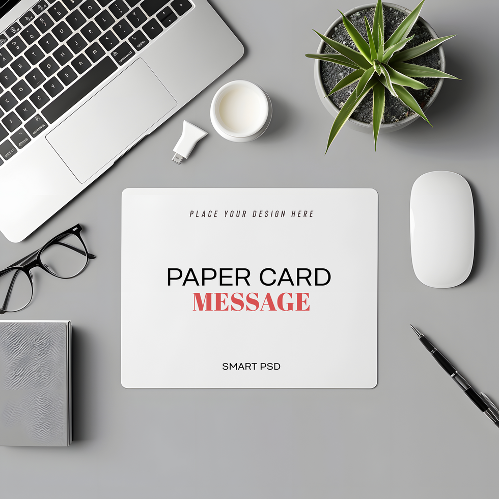 paper card message mockup psd