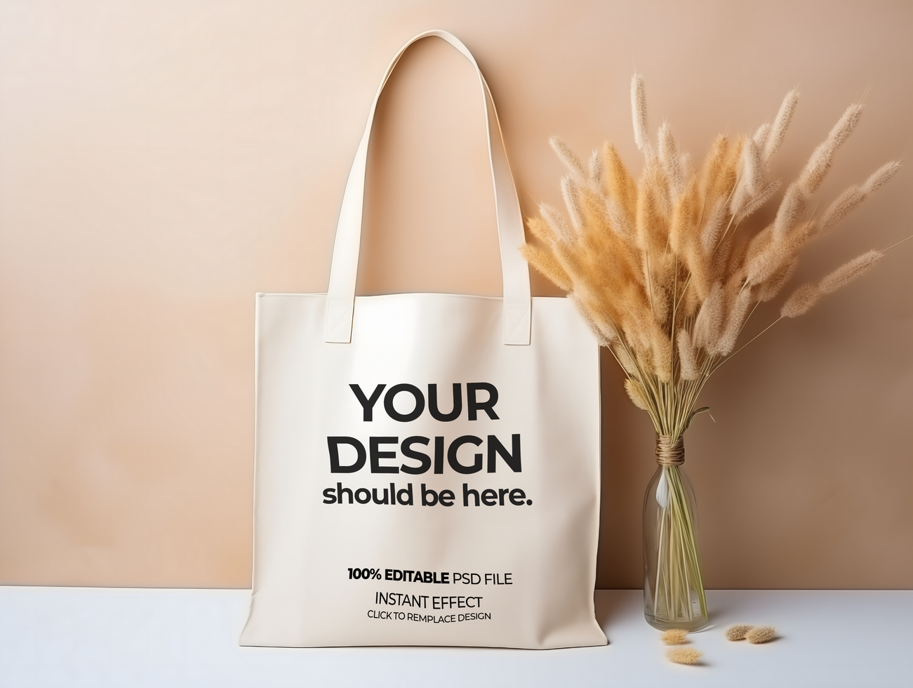 tote bag mockup with vase psd