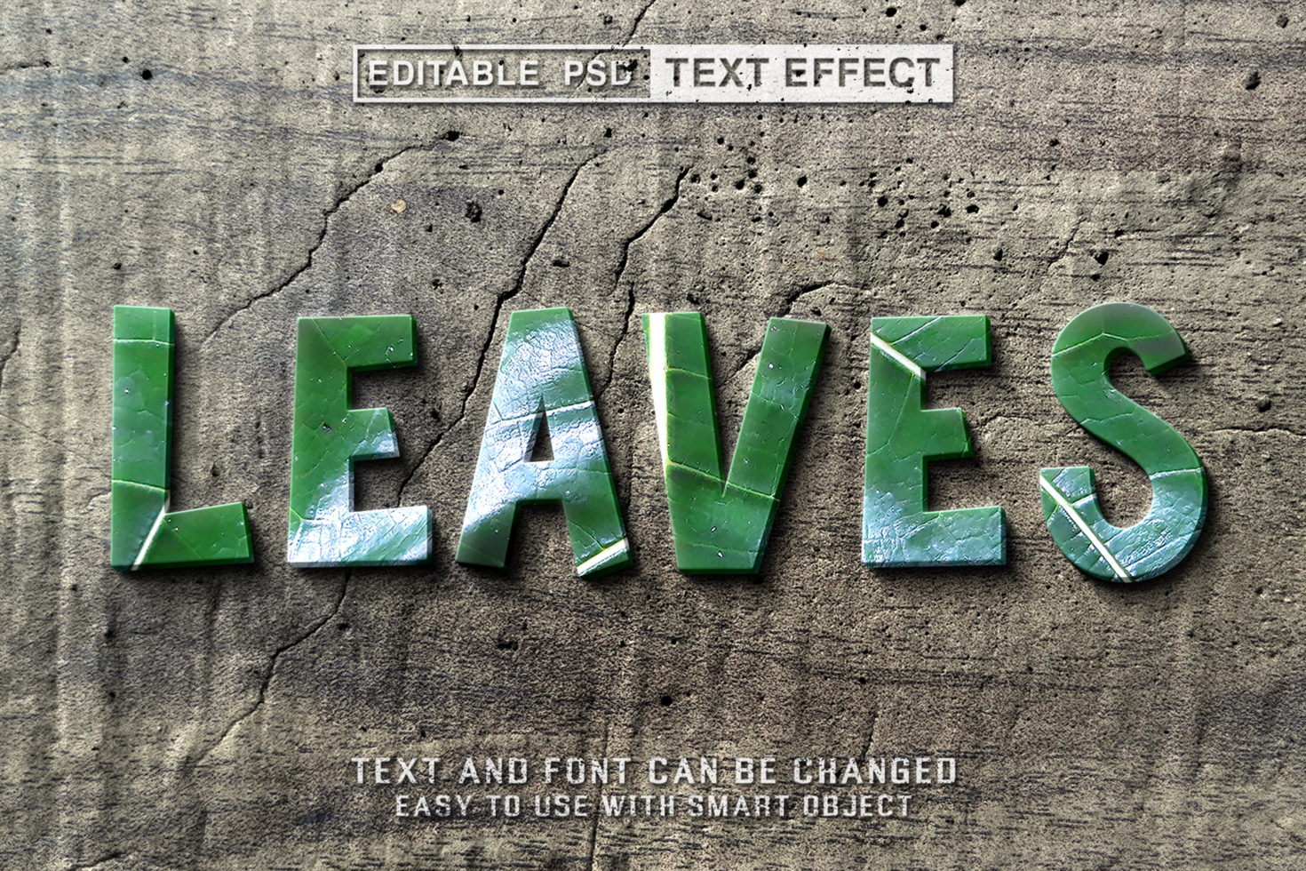 Leaves Editable Text Effect psd