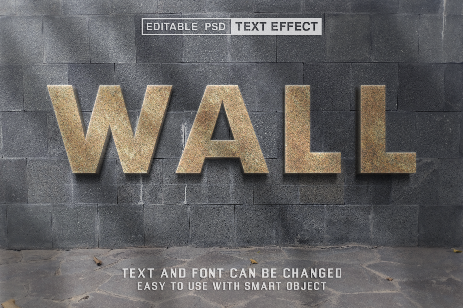 Wall Editable Text Effect psd