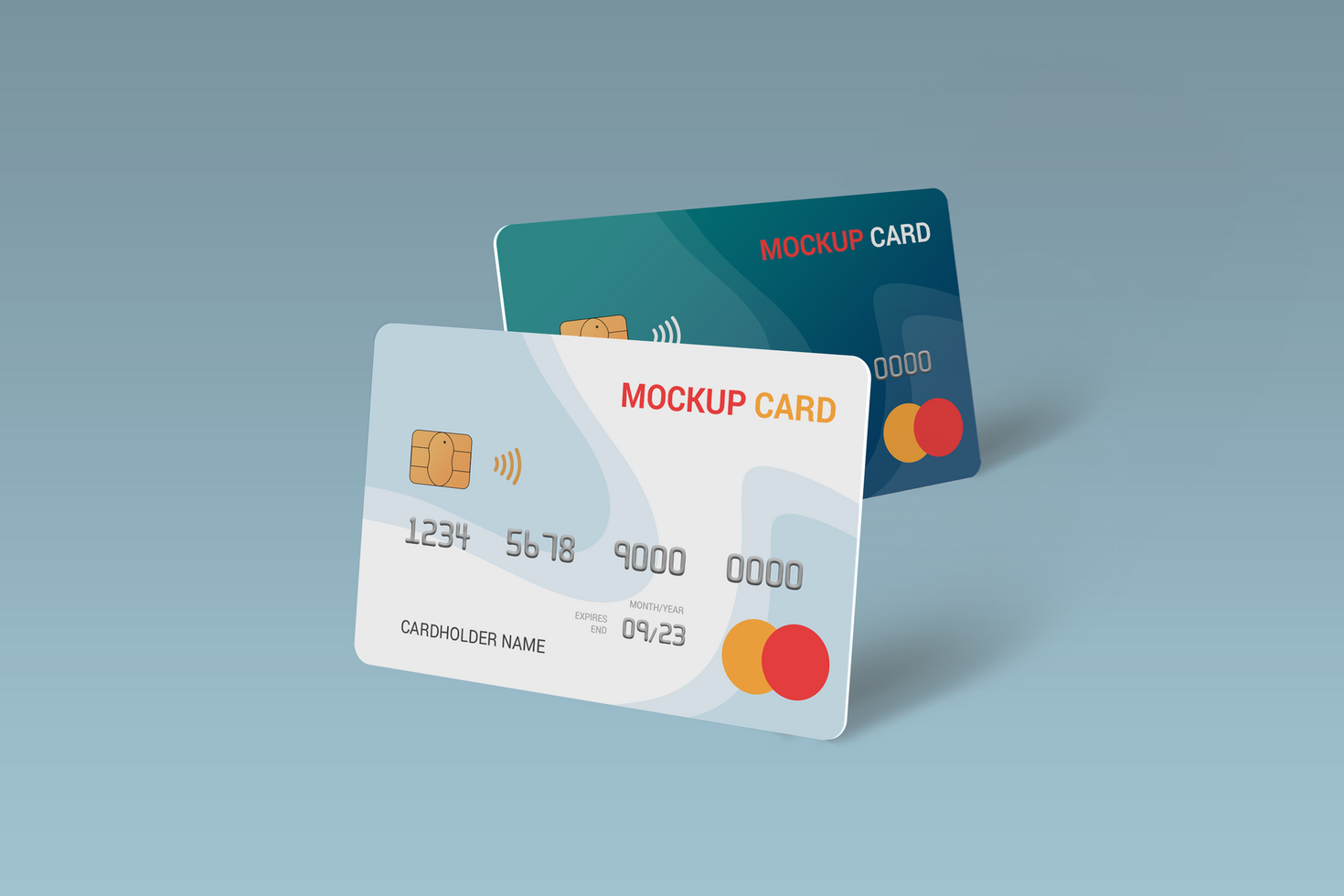 Two Card standup, Smart card, plastic card, Debit Card Mockup psd