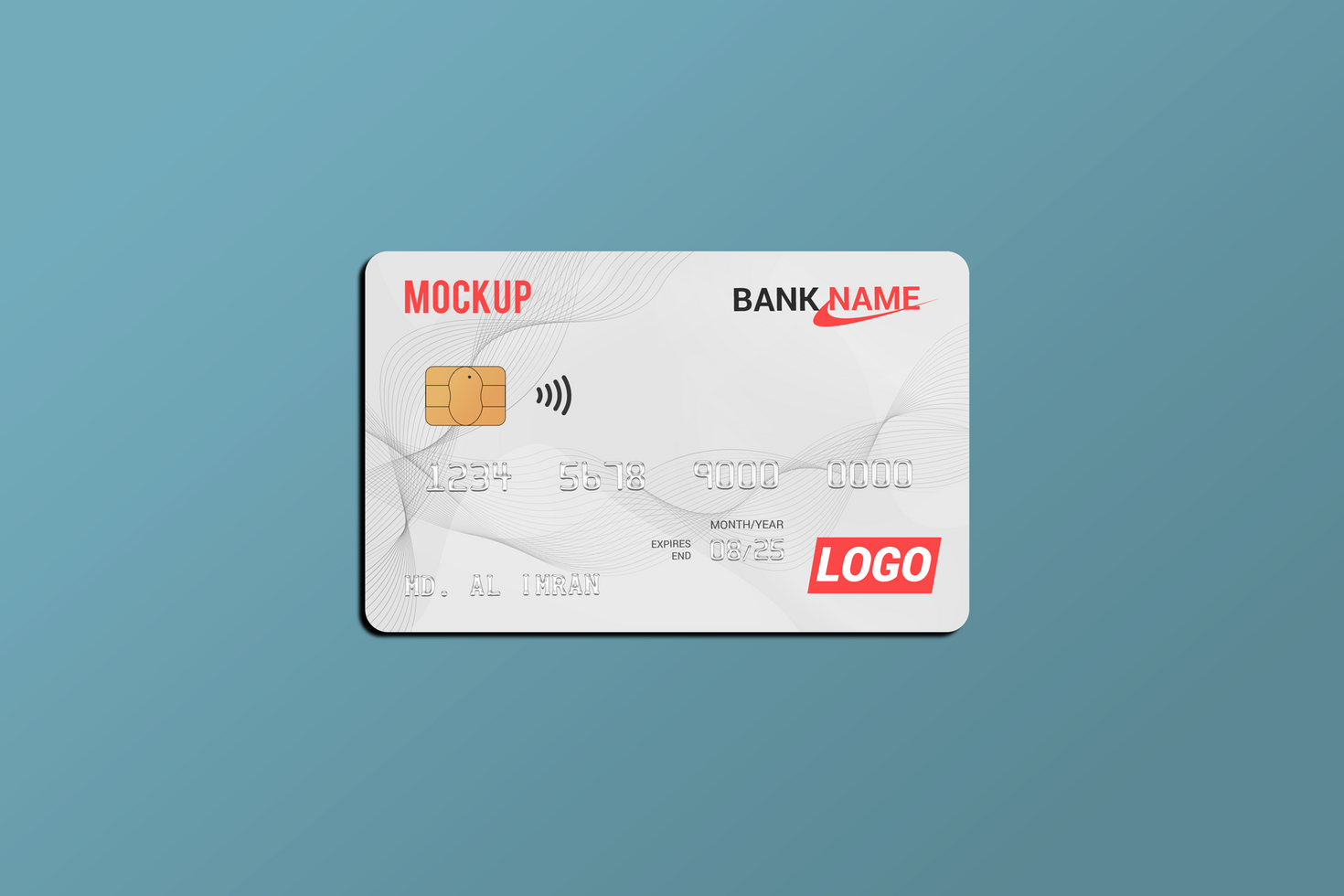 White Smart card, plastic card, Debit Card Mockup psd
