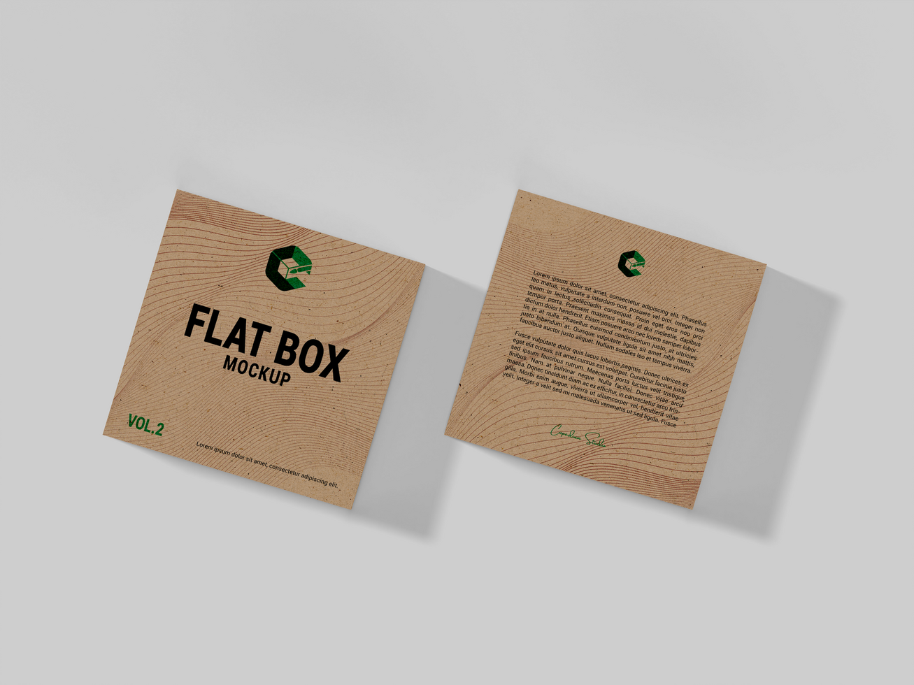 Brown blank product box with realistic look - Studio wide flat gift box Mockup psd