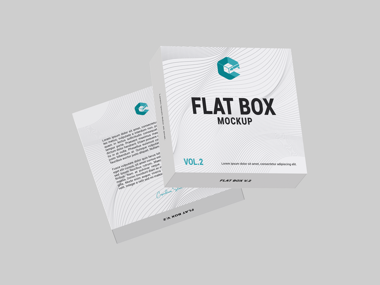 Realistic square wide flat gift box for any product mockup and packaging design - Editable Mock Up psd