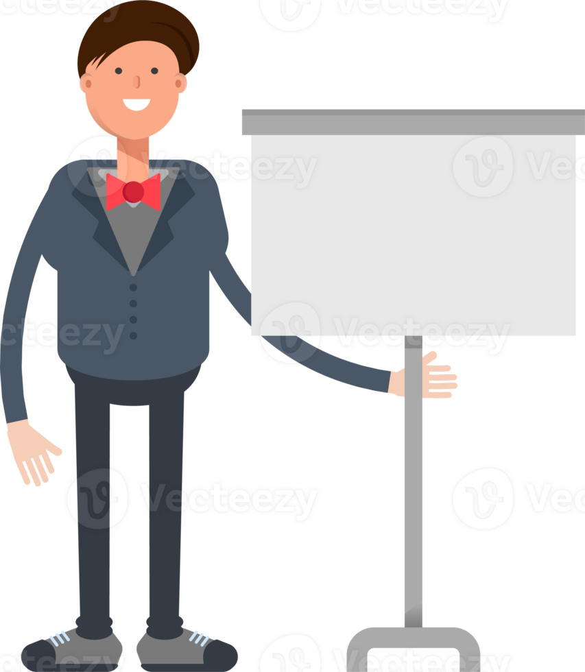 Businessman Character Presenting Whiteboard png