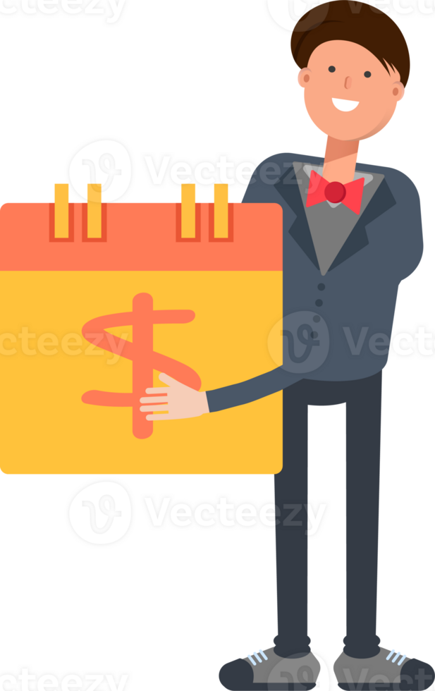 Businessman Character and Payment Date Calendar png