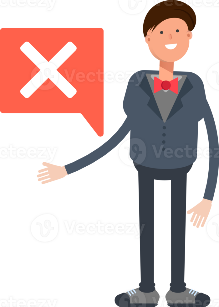 Businessman Character and Wrong Mark png
