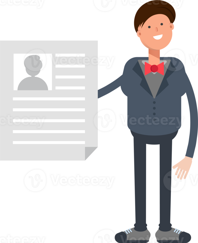 Businessman Character Holding Job Application Document png