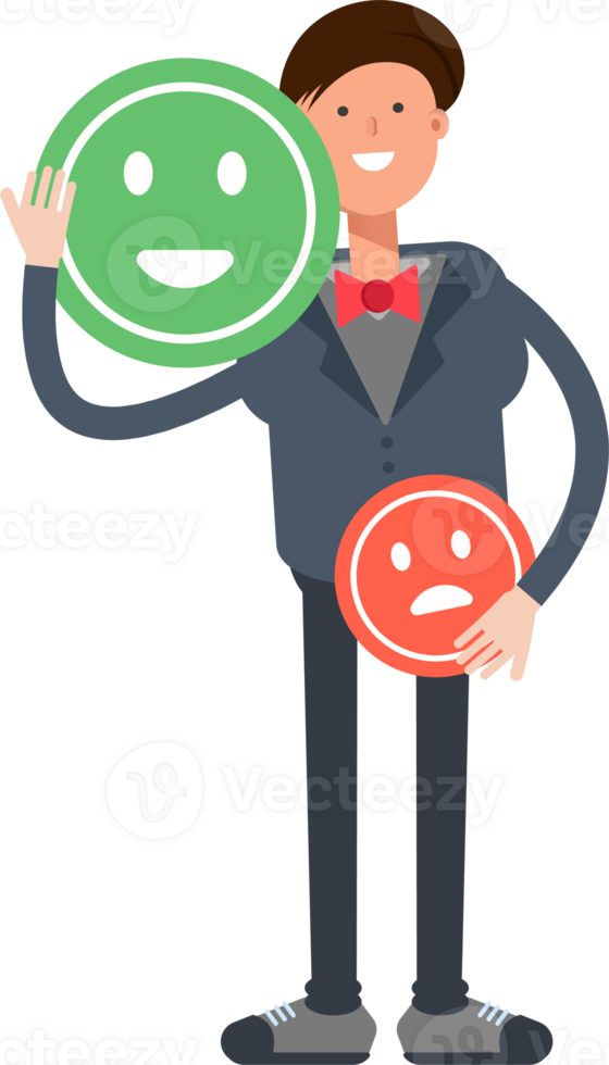 Businessman Character and Emoticon Sign png