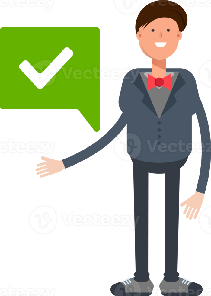 Businessman Character and Check Mark png