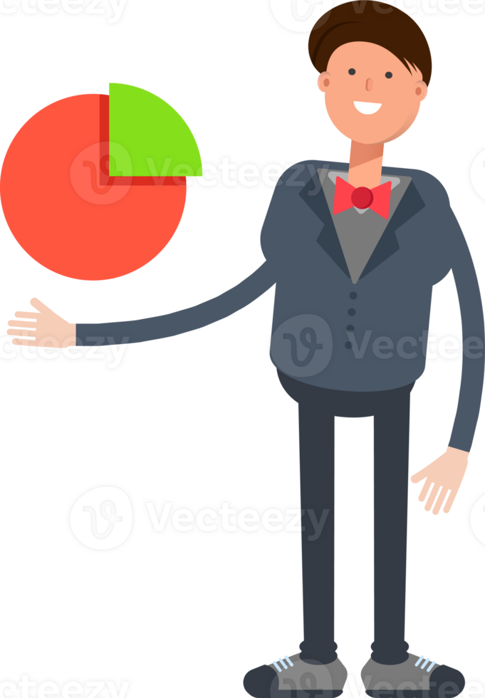 Businessman Character Holding Pie Chart png