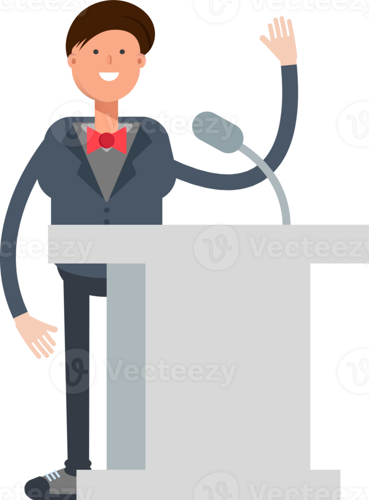 Businessman Character Speaking on Podium png