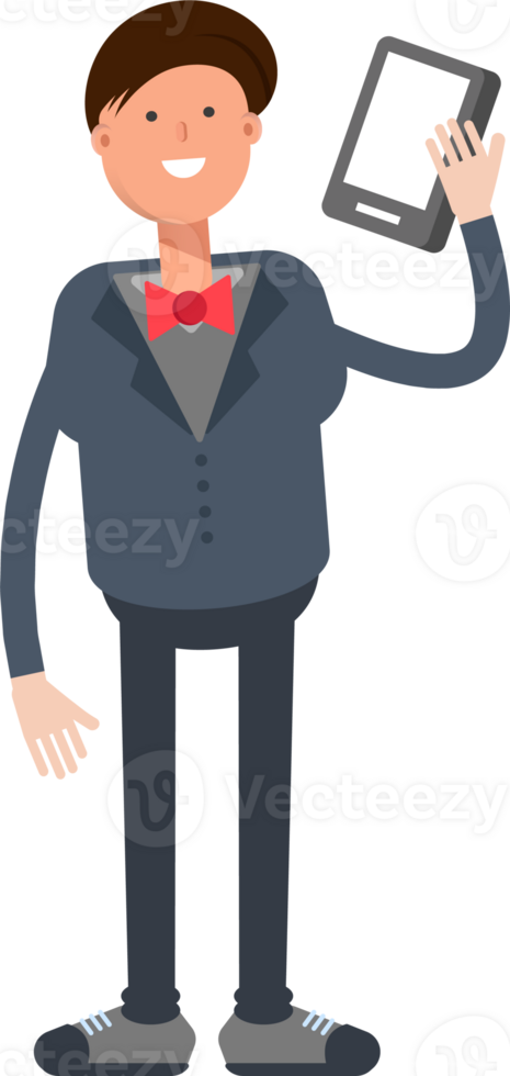 Businessman Character Talking on Smartphone png