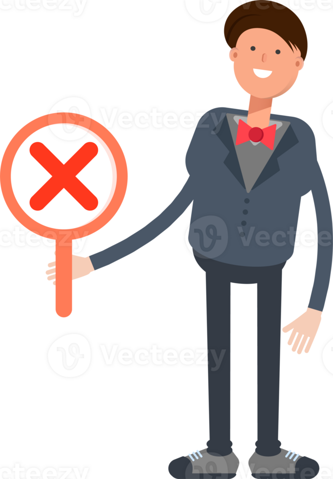 Businessman Character Showing Wrong Mark png