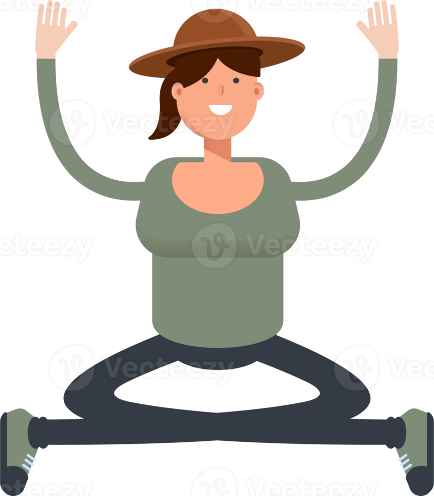 Woman in Hat Character Sitting Illustration png