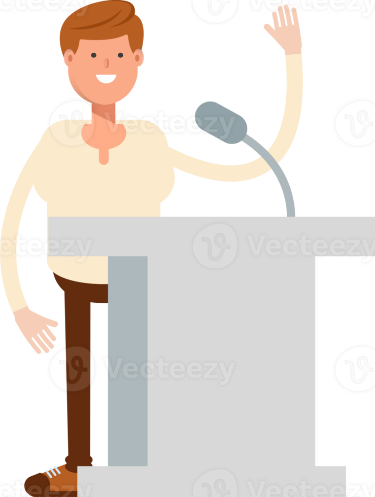 Man Character Speaking on Podium png