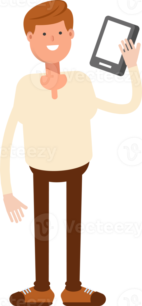 Man Character Talking on Smartphone png