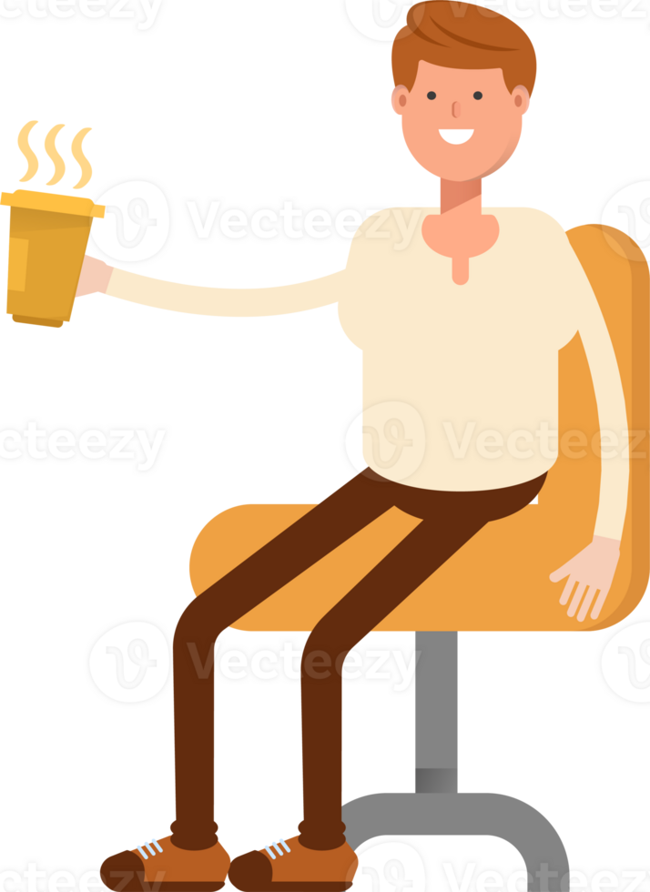 Man Character Drinking Coffee png