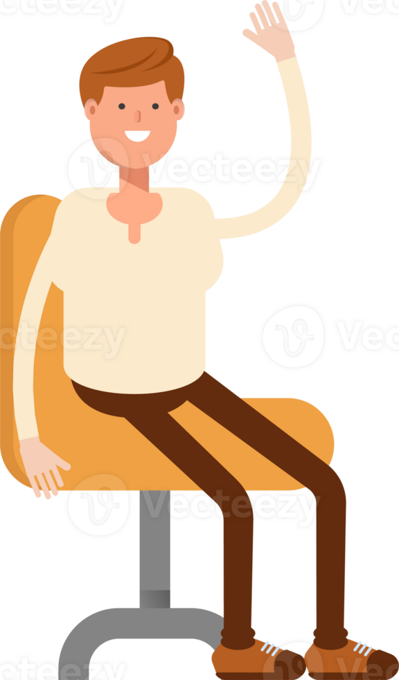 Man Character Sitting on Chair png