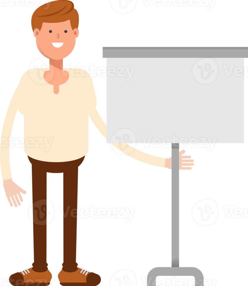 Man Character Presenting Whiteboard png