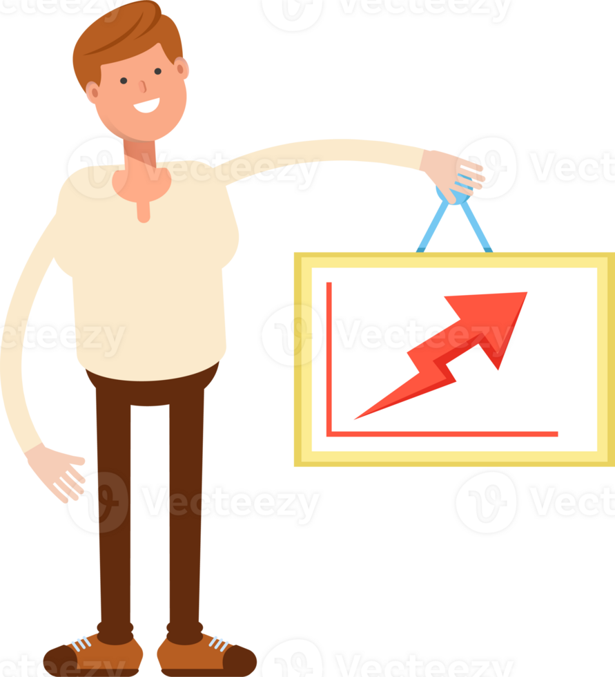 Man Character Holding Arrow Chart png