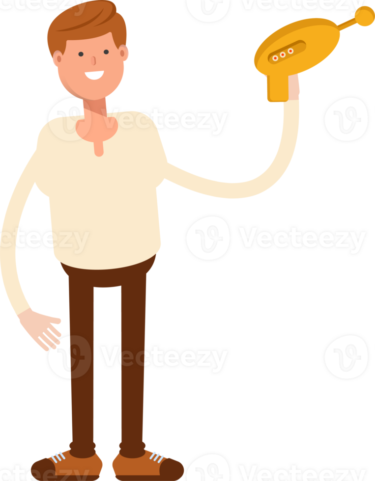 Man Character Holding Space Gun png