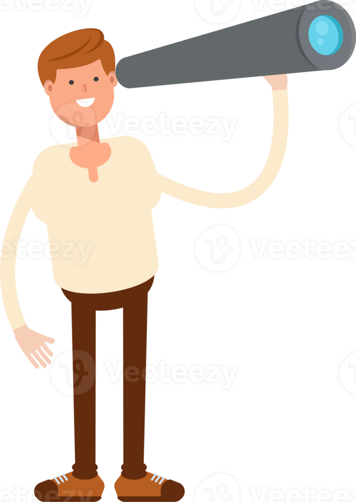 Man Character Using Binoculars png