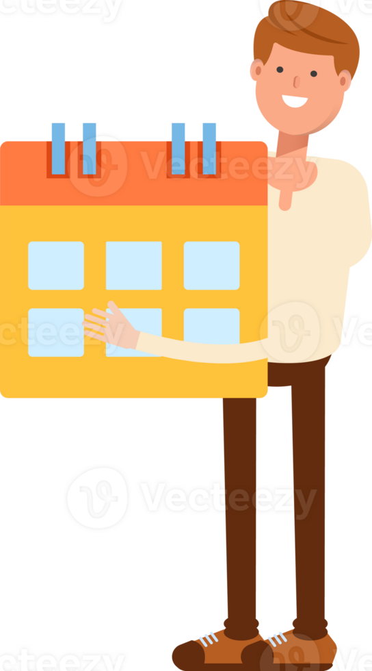 Man Character Holding Calendar png