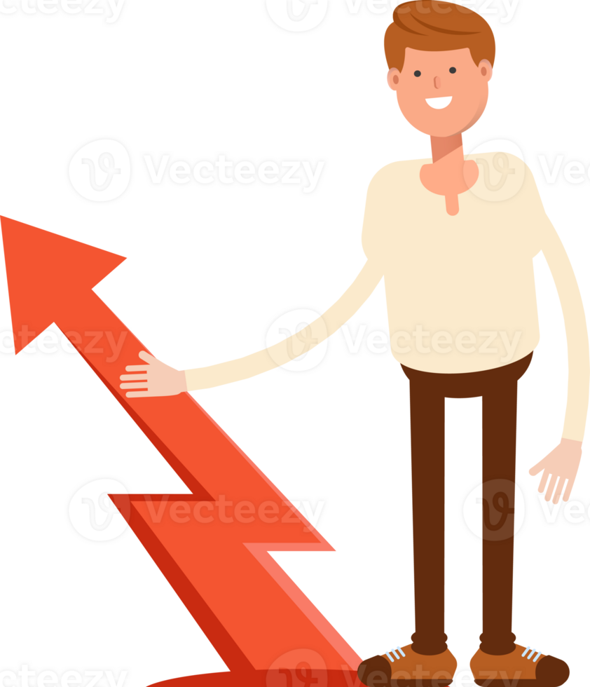 Man Character and Arrow Chart png