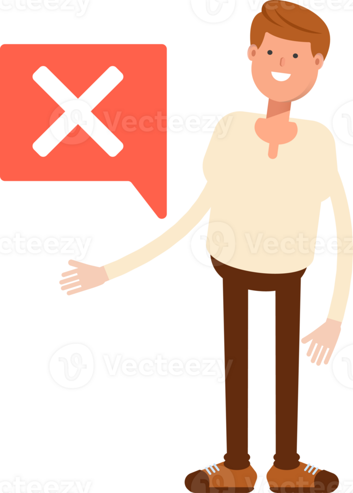 Man Character and Wrong Mark png