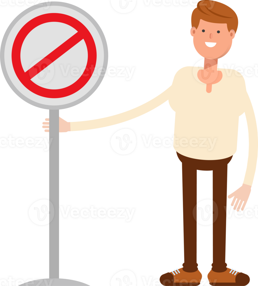 Man Character and Prohibition Signage png
