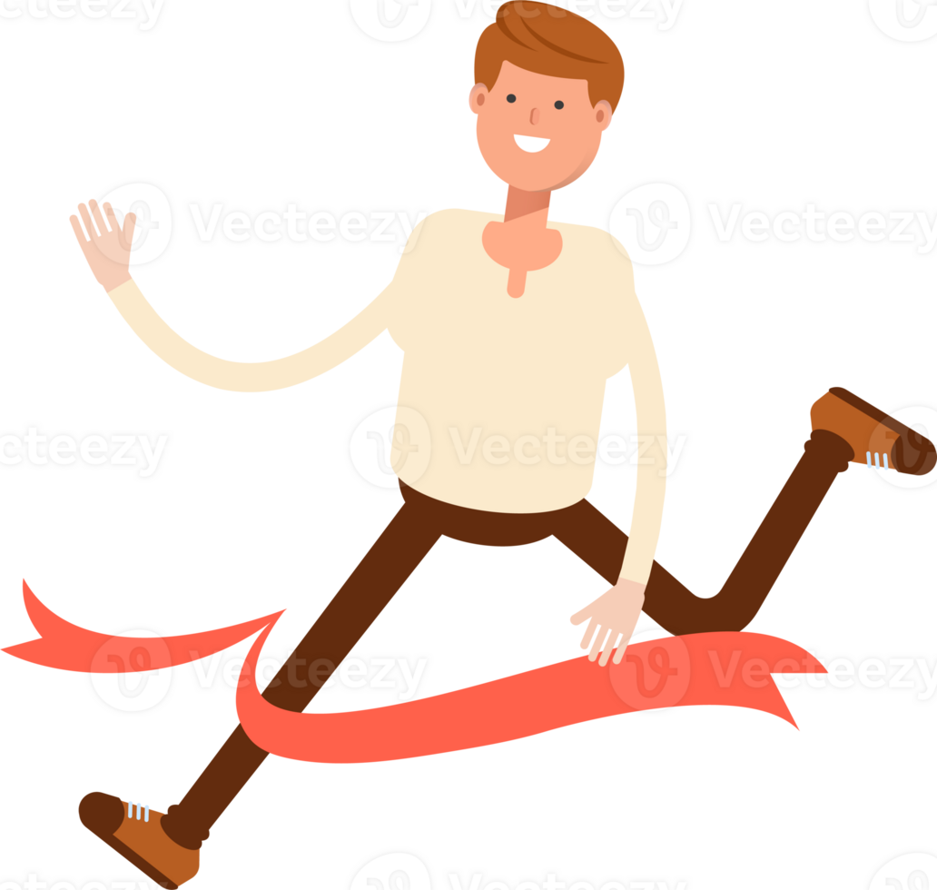 Man Character Running at Finish Line png