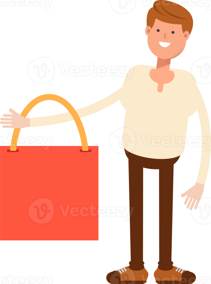 Man Character Holding Shopping Bag png