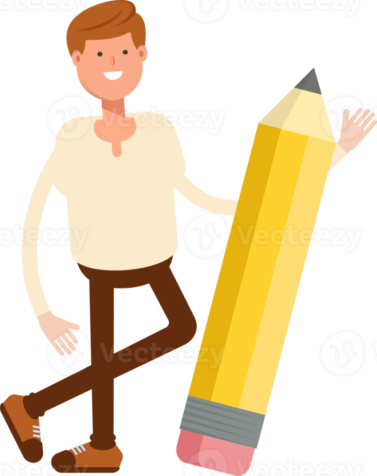Man Character and Pencil png