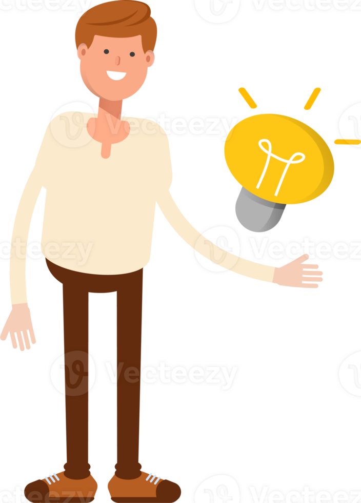 Man Character and Light Bulb png