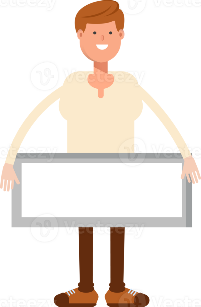 Man Character and Blank Signage png