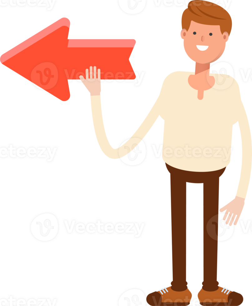 Man Character and Arrow Sign png