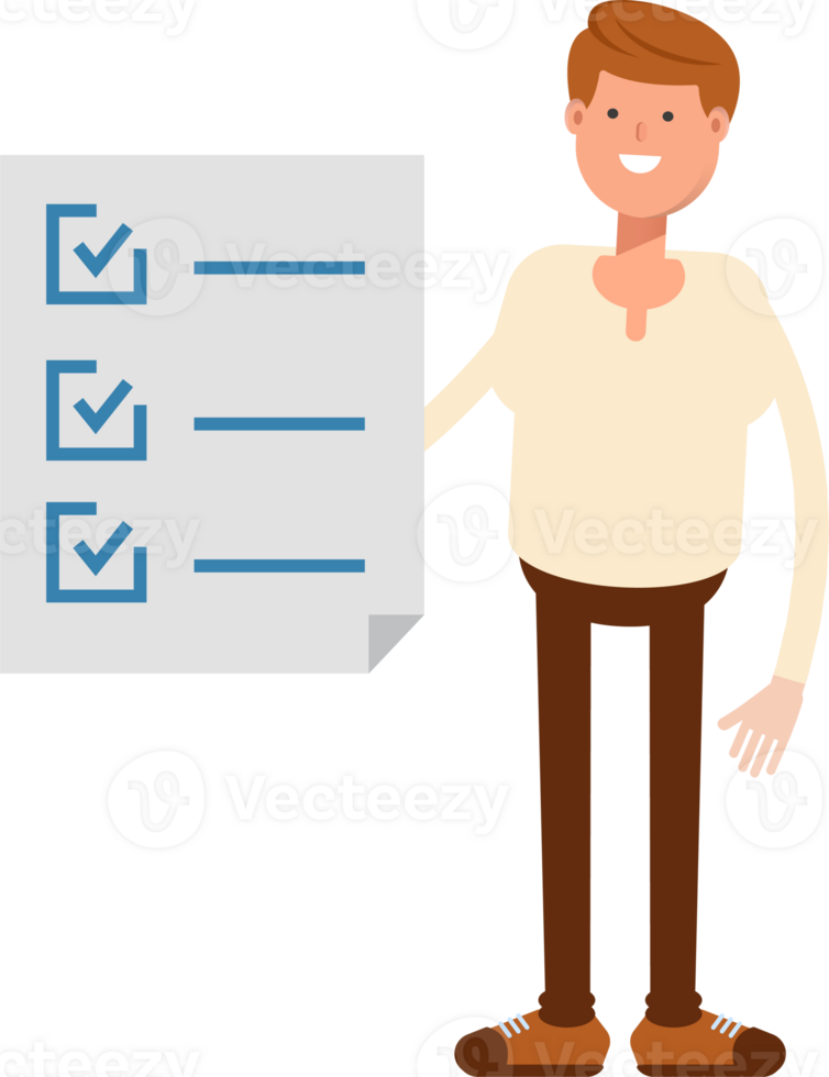 Man Character and Check List Document png