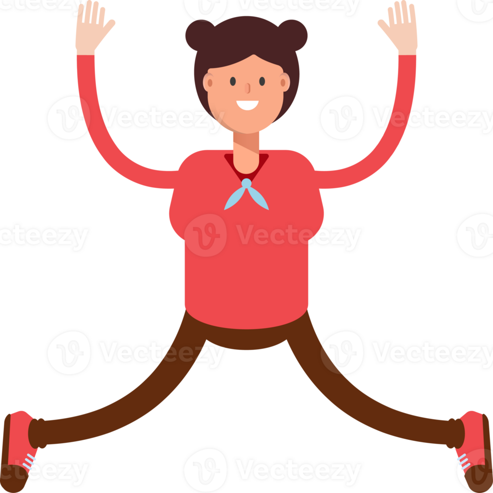 Cute Girl Character Relaxing and Jumping png