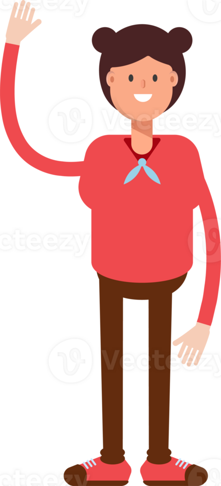 Cute Girl Character Raising One Hand png