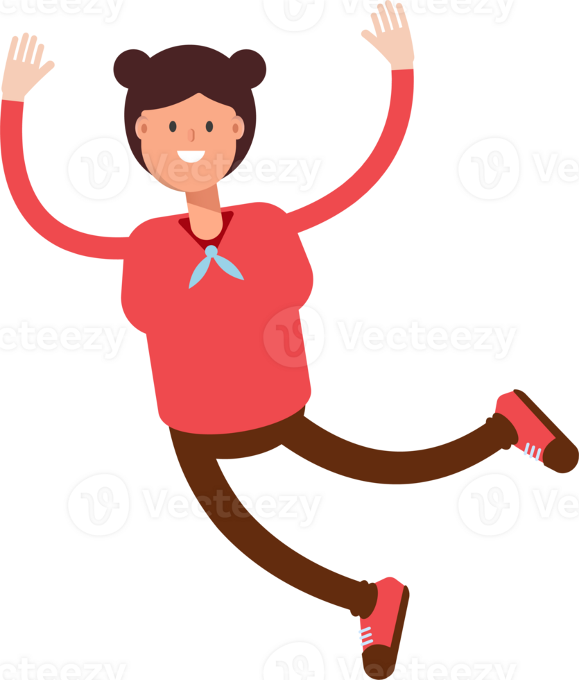 Cute Girl Character Relaxing and Jumping png