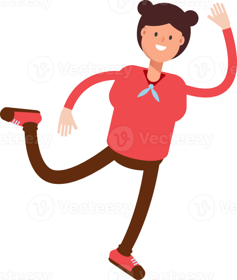 Cute Girl Character Jumping and Flying png