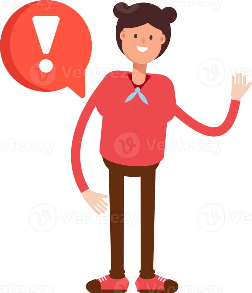 Cute Girl Character and Error Sign png