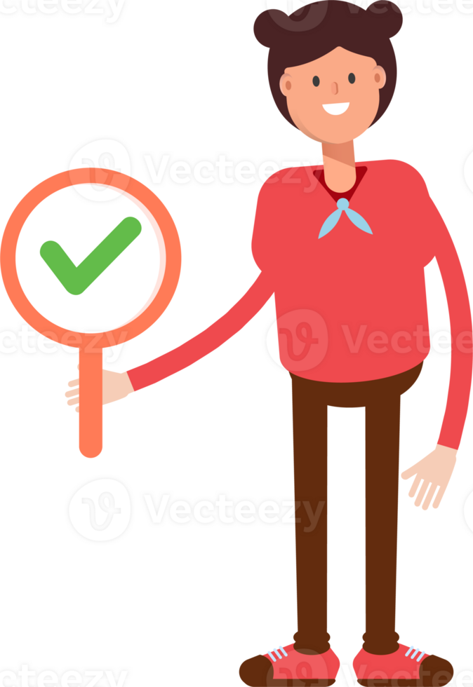 Cute Girl Character Showing Check Mark png