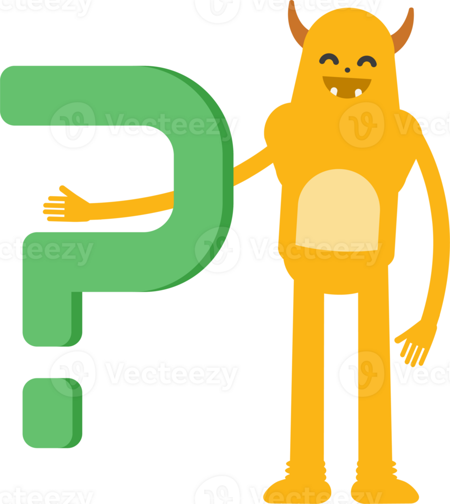 Cute Monster Character and Question Mark png