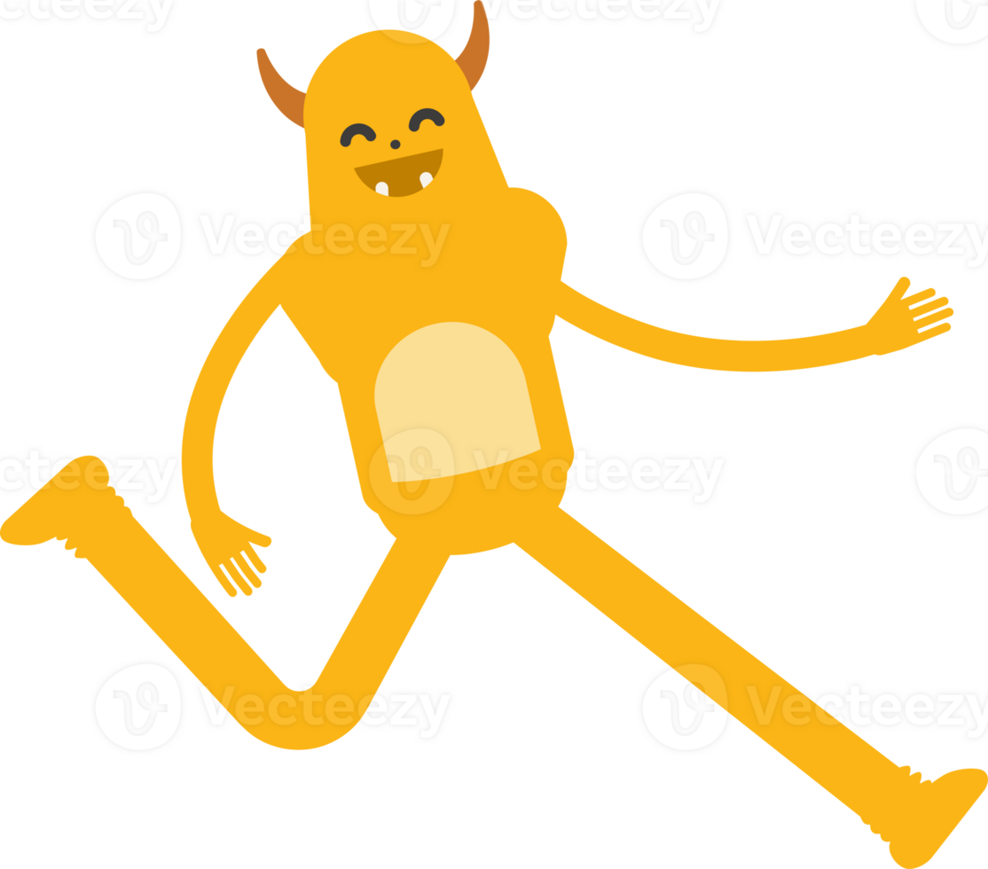 Cute Monster Character Running Illustration png