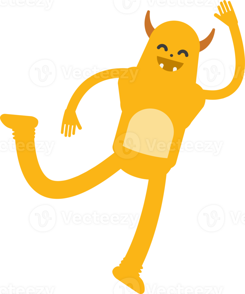 Cute Monster Character Jumping and Flying png