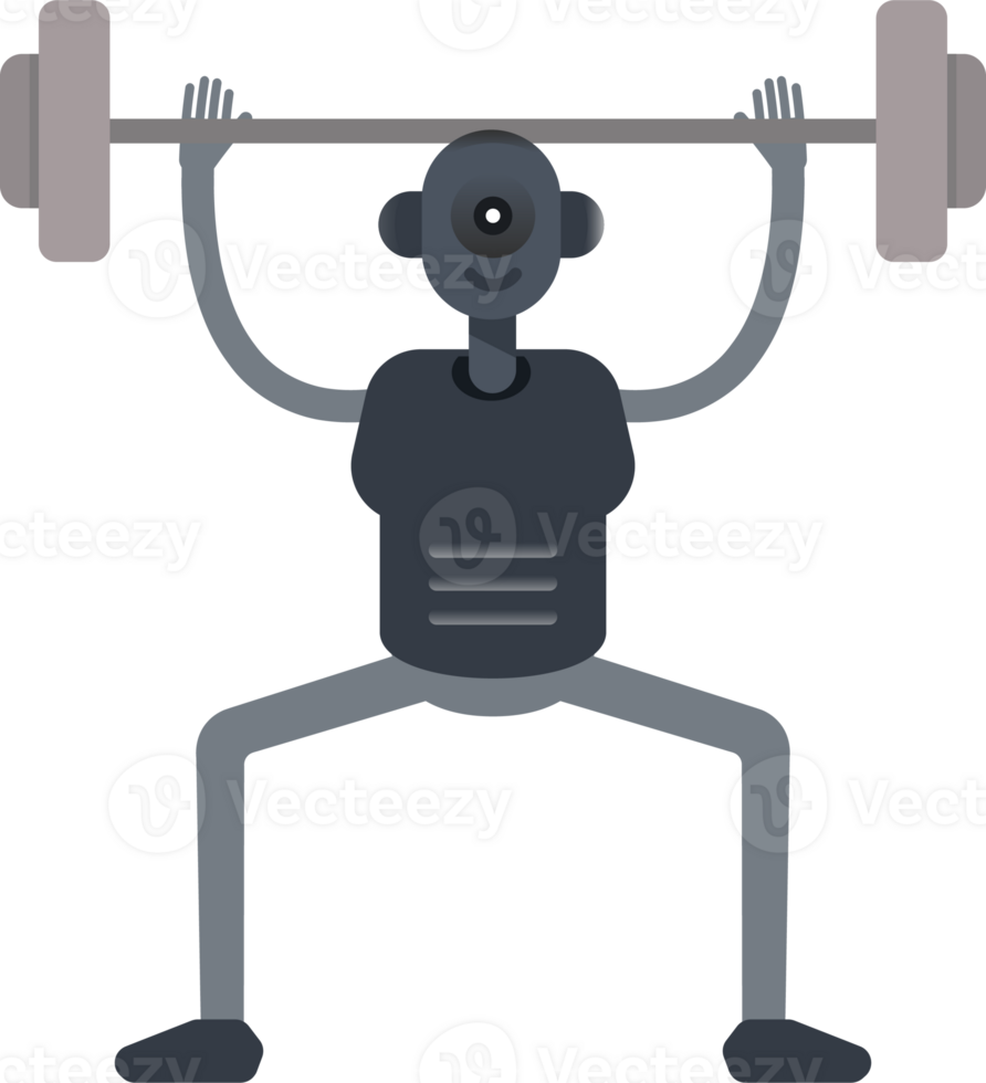 Robot Character Lifting Barbell png