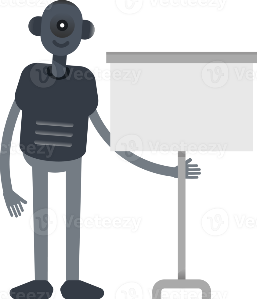 Robot Character Presenting Whiteboard png
